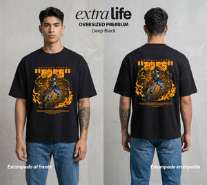 Mar de los Piratas | El Tercer Hermano #03302 - Playera Oversized Premium | Deep Black - Foto en modelo