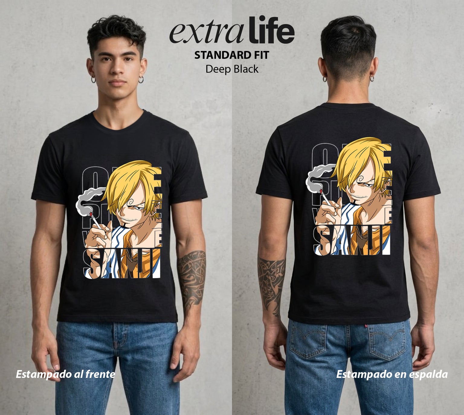 Mar de los Piratas | Patada Llameante #03303 - Playera Standard Fit | Deep Black - Foto en modelo