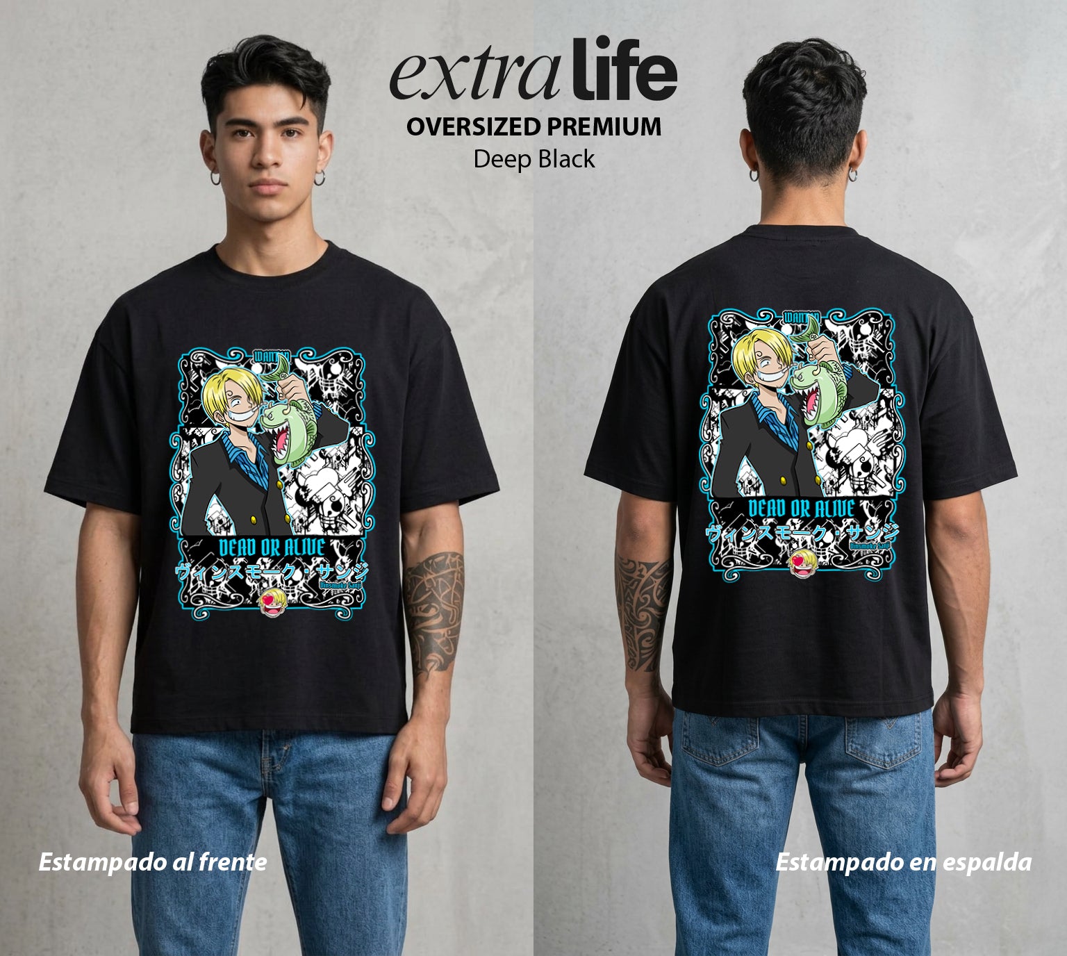 Mar de los Piratas | El Chef del Barco #03304 - Playera Oversized Premium | Deep Black - Foto en modelo