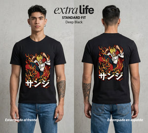 Mar de los Piratas | Pierna de Fuego #03305 - Playera Standard Fit | Deep Black - Foto en modelo