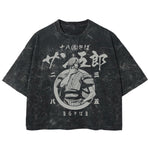 Playera streetwear premium de anime y gaming ExtraLife MX, corte boxy deluxe mineral wash heavyweight en color Acid Wash, moda urbana mexicana de culto.