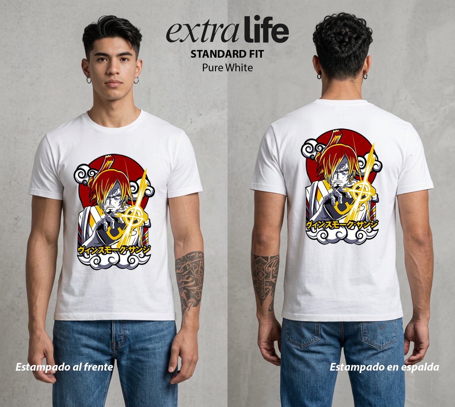 Mar de los Piratas | Patada Llameante #03307 - Playera Standard Fit | Pure White - Foto en modelo