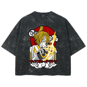 Playera streetwear premium de anime y gaming ExtraLife MX, corte boxy deluxe mineral wash heavyweight en color Acid Wash, moda urbana mexicana de culto.
