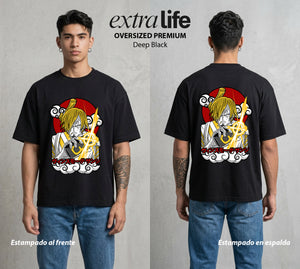 Mar de los Piratas | El Chef del Barco #03308 - Playera Oversized Premium | Deep Black - Foto en modelo