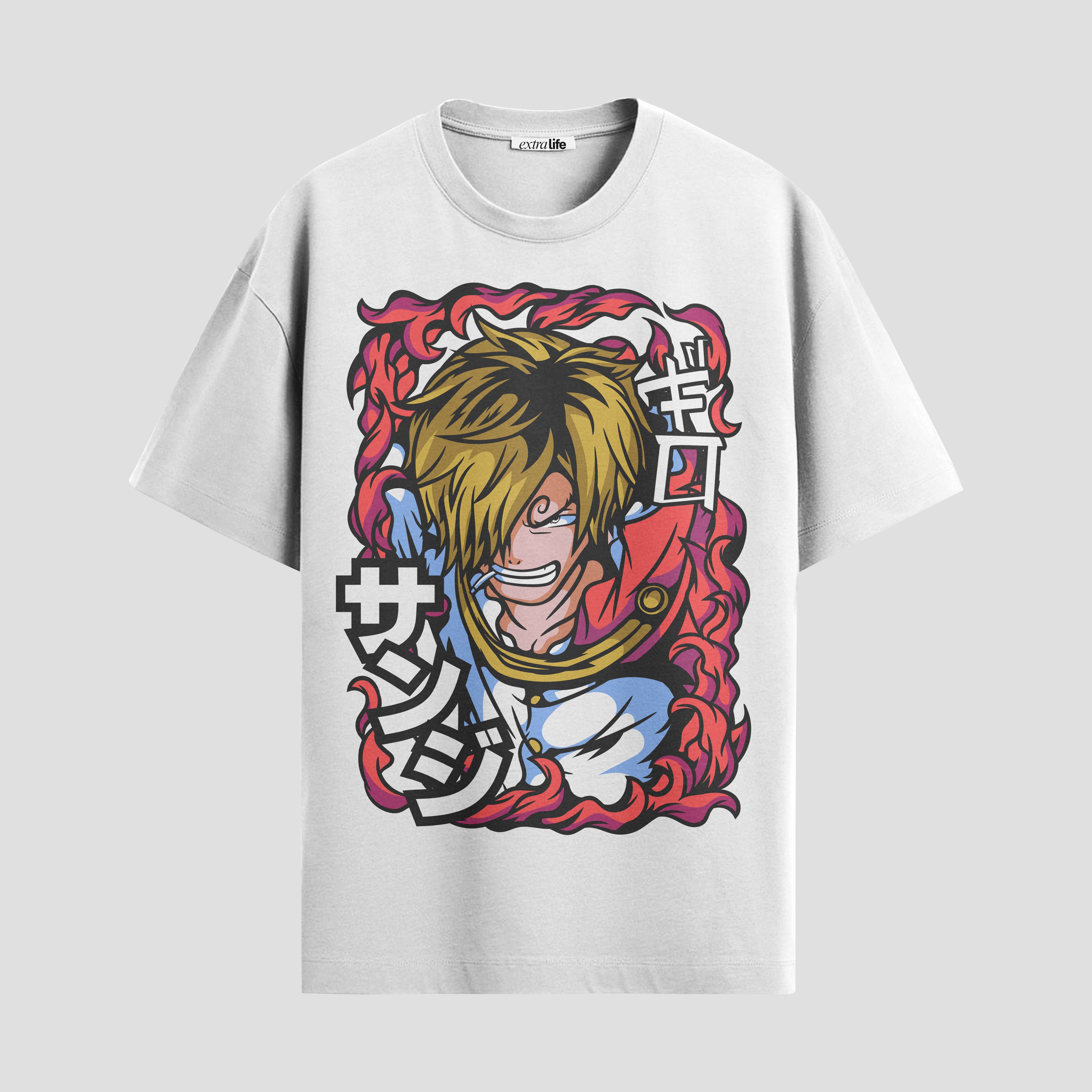Playera urbana de anime y gaming ExtraLife MX, corte Standard Fit unisex ligero y transpirable en color Deep Black y Pure White, ropa de uso diario para gym y casual.
