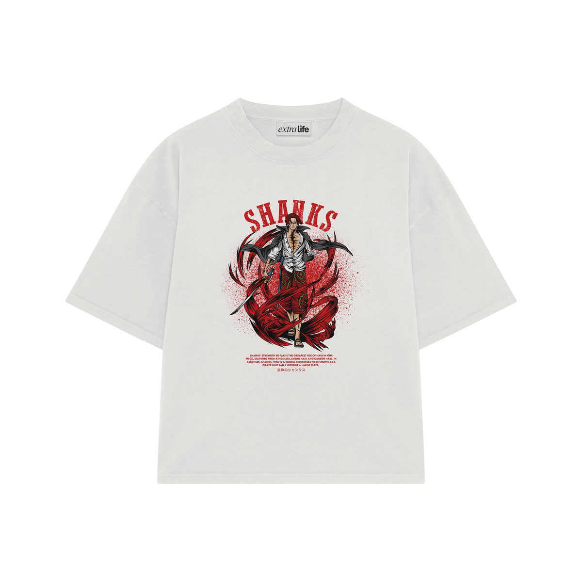 Playera streetwear premium de anime y gaming ExtraLife MX, corte oversized drop shoulder ligero y fresco en color Deep Black y Off-White, moda urbana mexicana de culto.