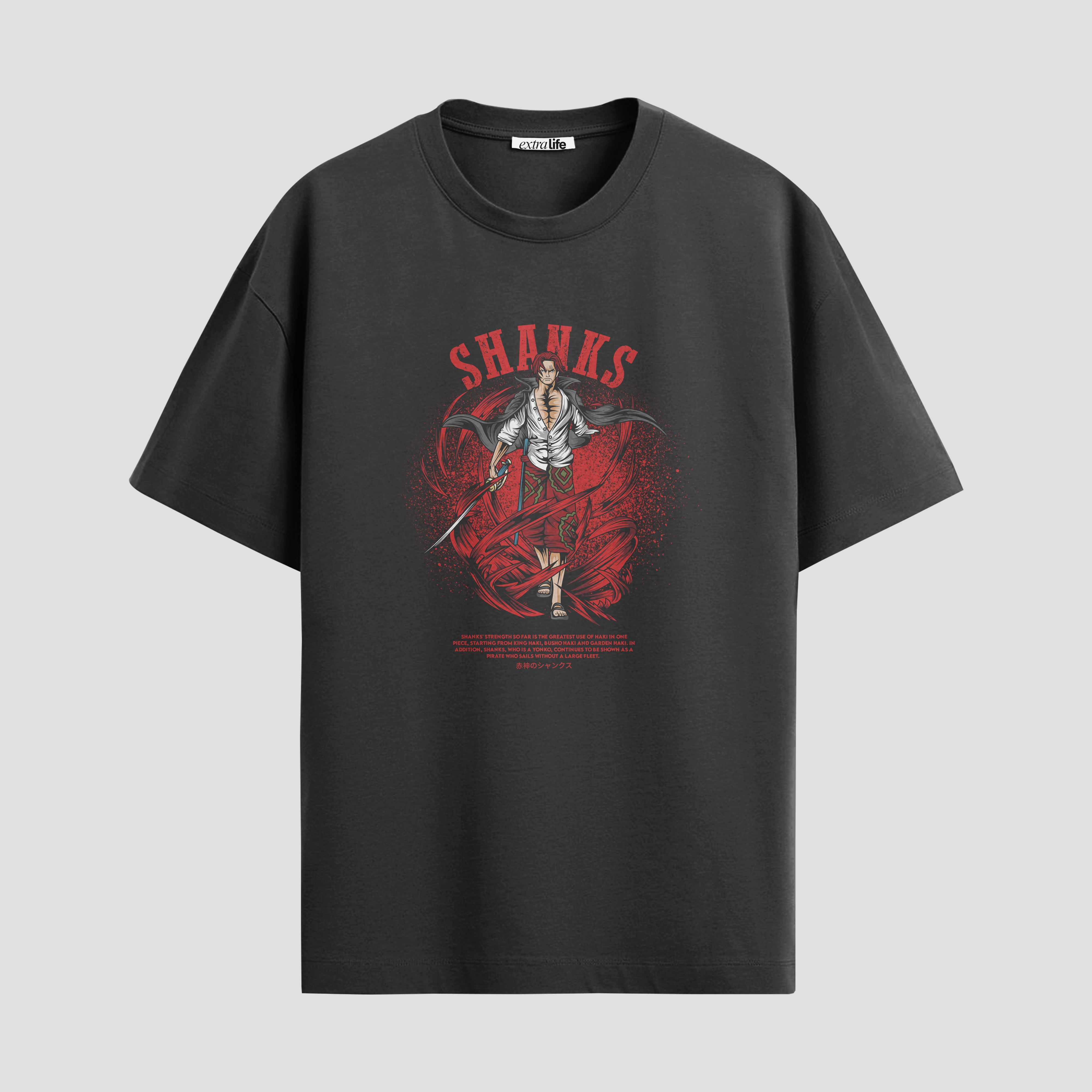 Playera urbana de anime y gaming ExtraLife MX, corte Standard Fit unisex ligero y transpirable en color Deep Black y Pure White, ropa de uso diario para gym y casual.