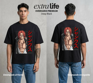 Mar de los Piratas | El que Perdio el Brazo #03313 - Playera Oversized Premium | Deep Black - Foto en modelo