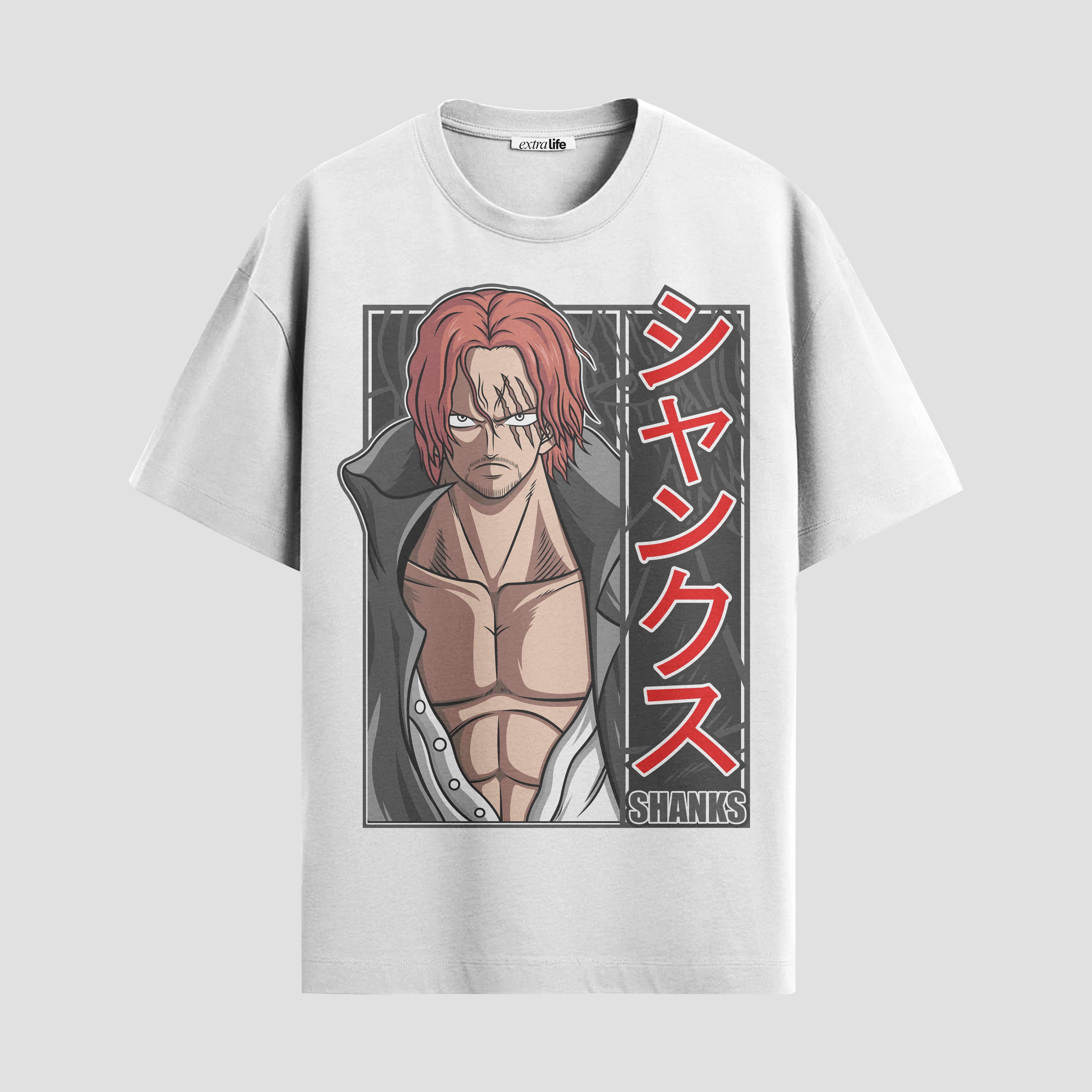 Playera urbana de anime y gaming ExtraLife MX, corte Standard Fit unisex ligero y transpirable en color Deep Black y Pure White, ropa de uso diario para gym y casual.