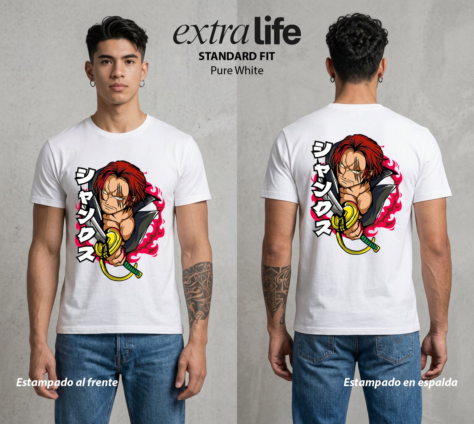 Mar de los Piratas | La Sonrisa del Pirata #03315 - Playera Standard Fit | Pure White - Foto en modelo