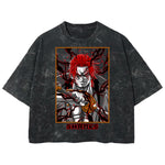 Playera streetwear premium de anime y gaming ExtraLife MX, corte boxy deluxe mineral wash heavyweight en color Acid Wash, moda urbana mexicana de culto.
