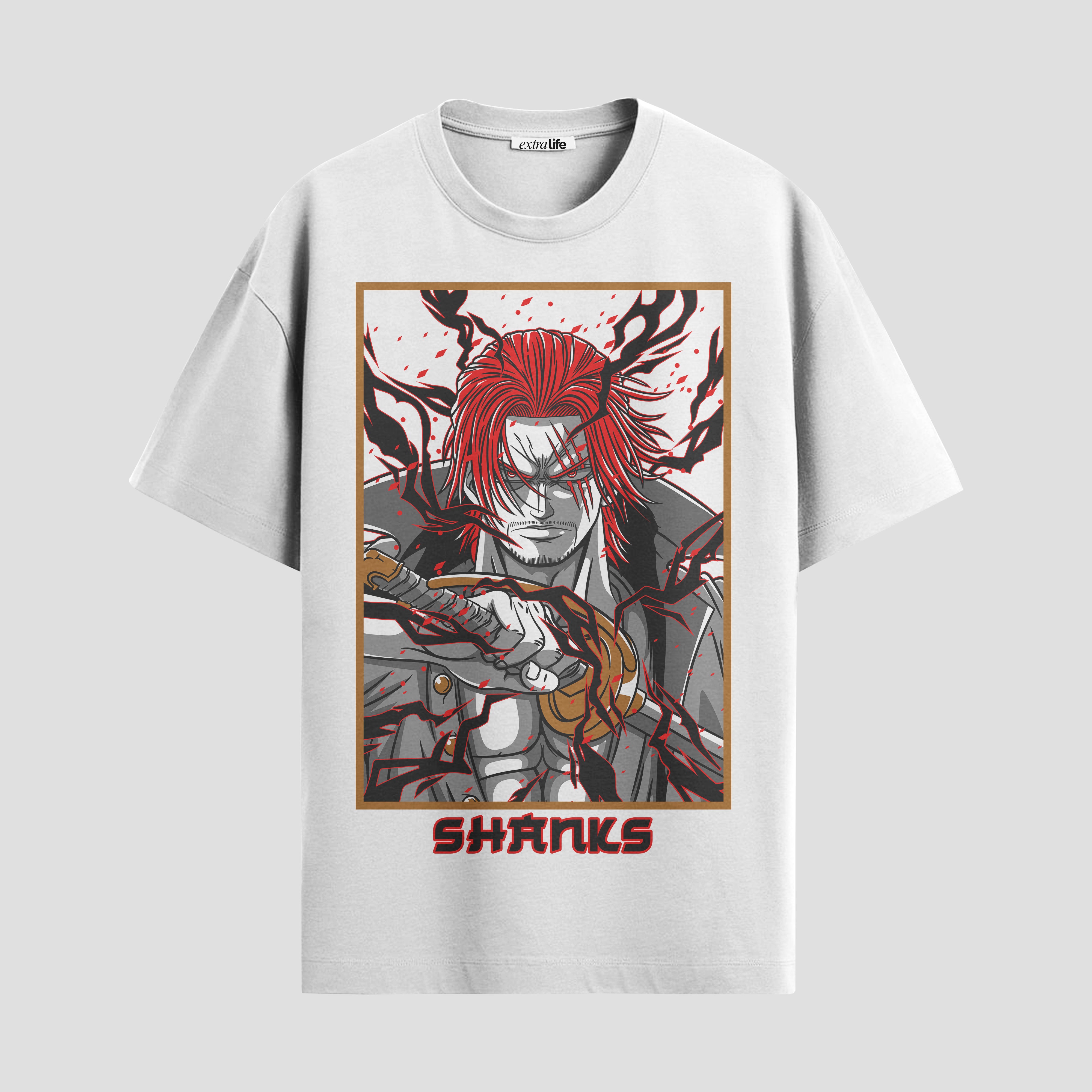Playera urbana de anime y gaming ExtraLife MX, corte Standard Fit unisex ligero y transpirable en color Deep Black y Pure White, ropa de uso diario para gym y casual.