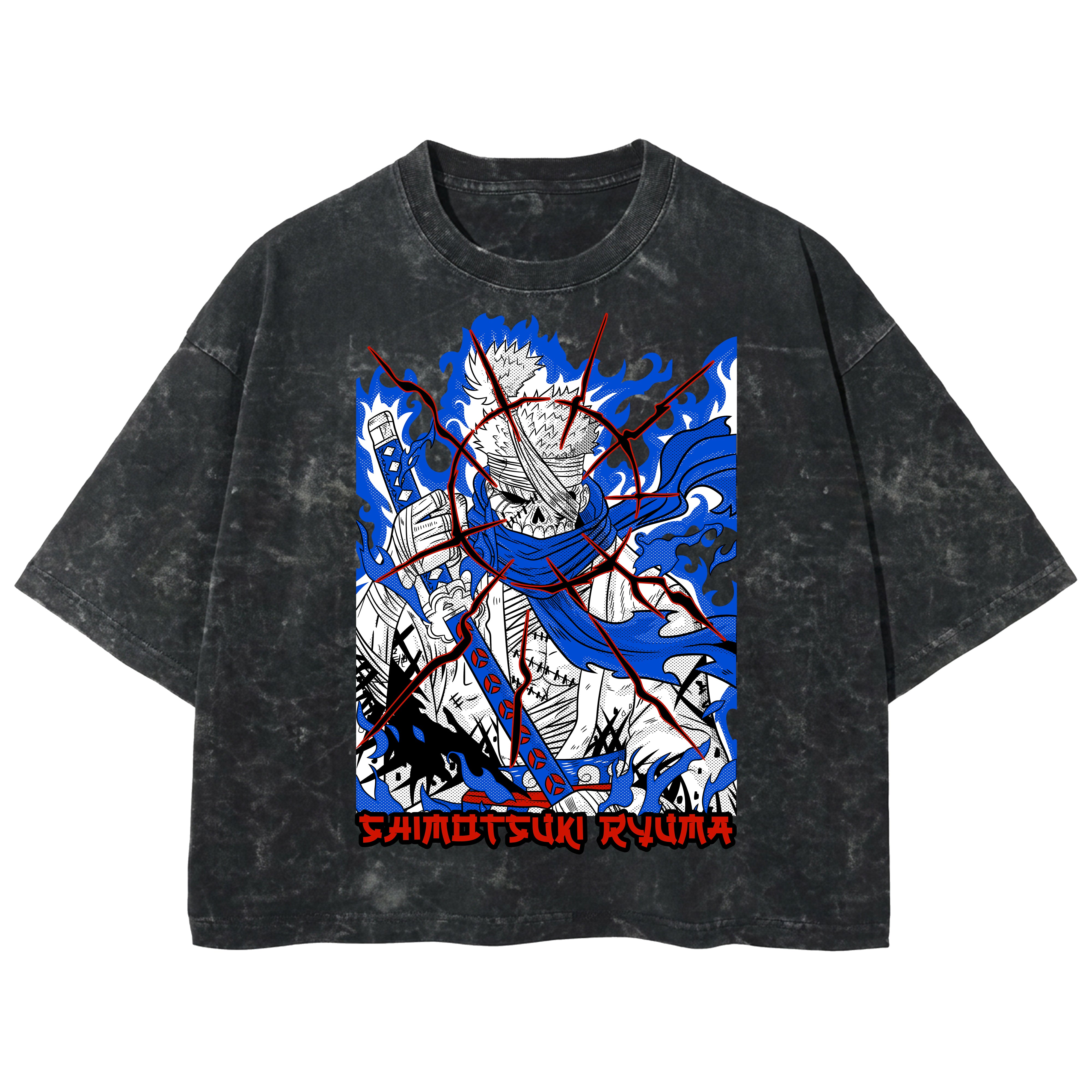 Playera streetwear premium de anime y gaming ExtraLife MX, corte boxy deluxe mineral wash heavyweight en color Acid Wash, moda urbana mexicana de culto.