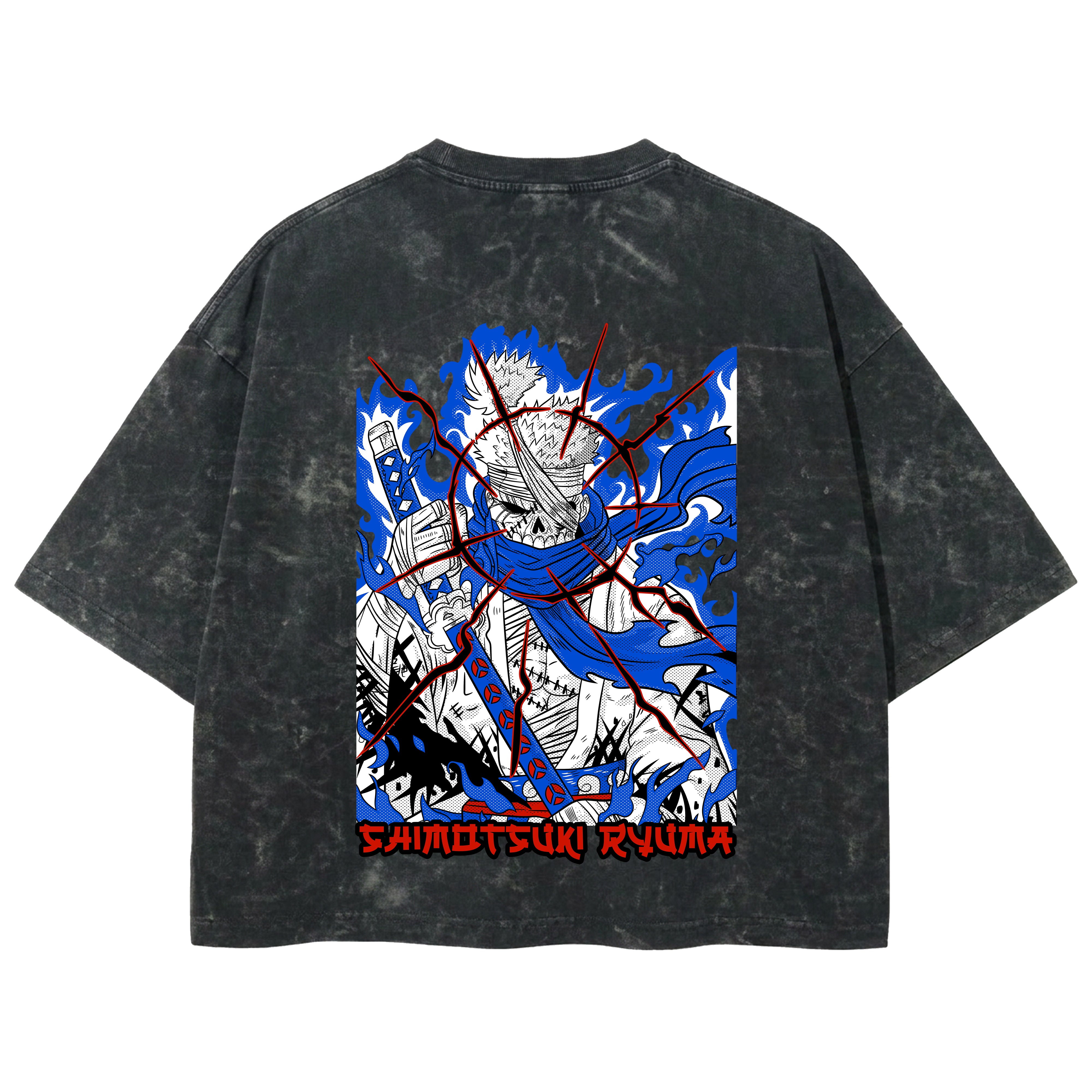 Playera streetwear premium de anime y gaming ExtraLife MX, corte boxy deluxe mineral wash heavyweight en color Acid Wash, moda urbana mexicana de culto.
