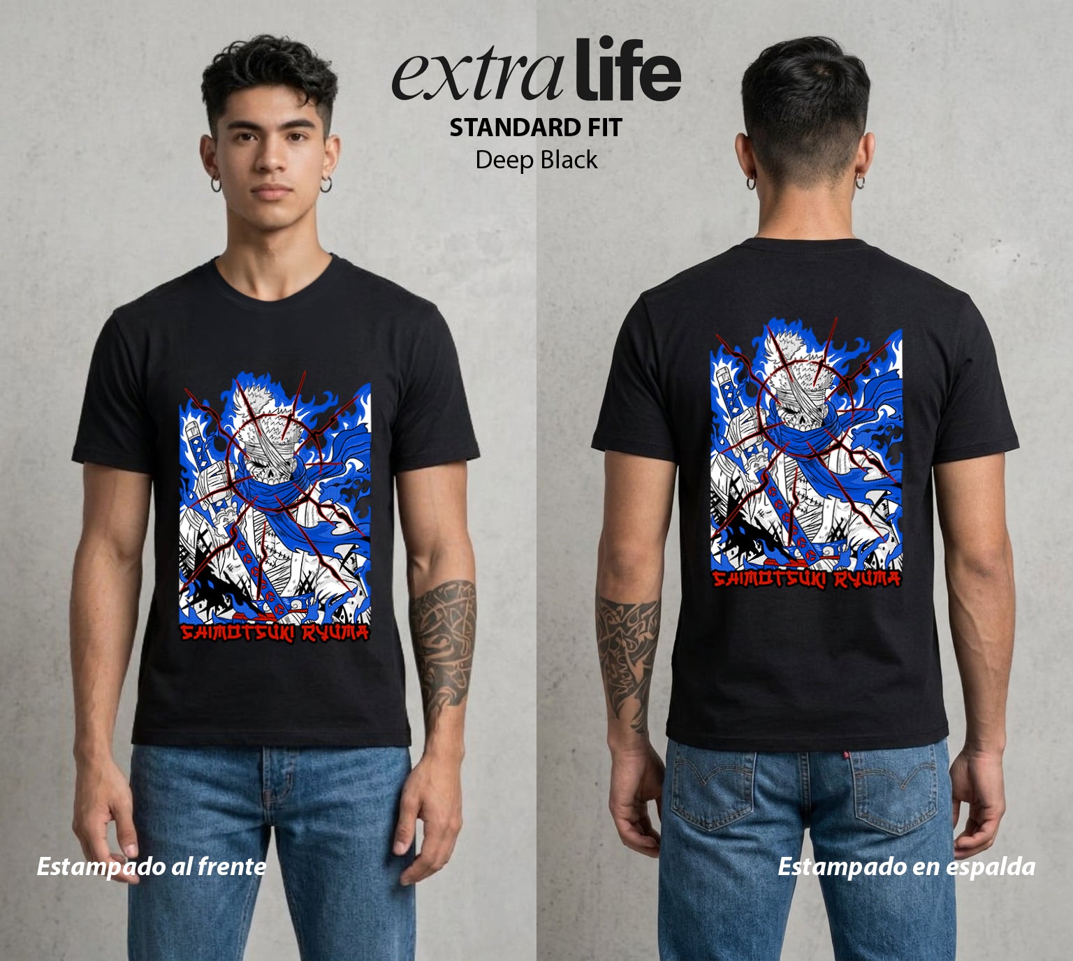 Mar de los Piratas | El Samurai de la Leyenda #03320 - Playera Standard Fit | Deep Black - Foto en modelo