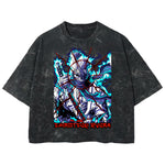 Playera streetwear premium de anime y gaming ExtraLife MX, corte boxy deluxe mineral wash heavyweight en color Acid Wash, moda urbana mexicana de culto.