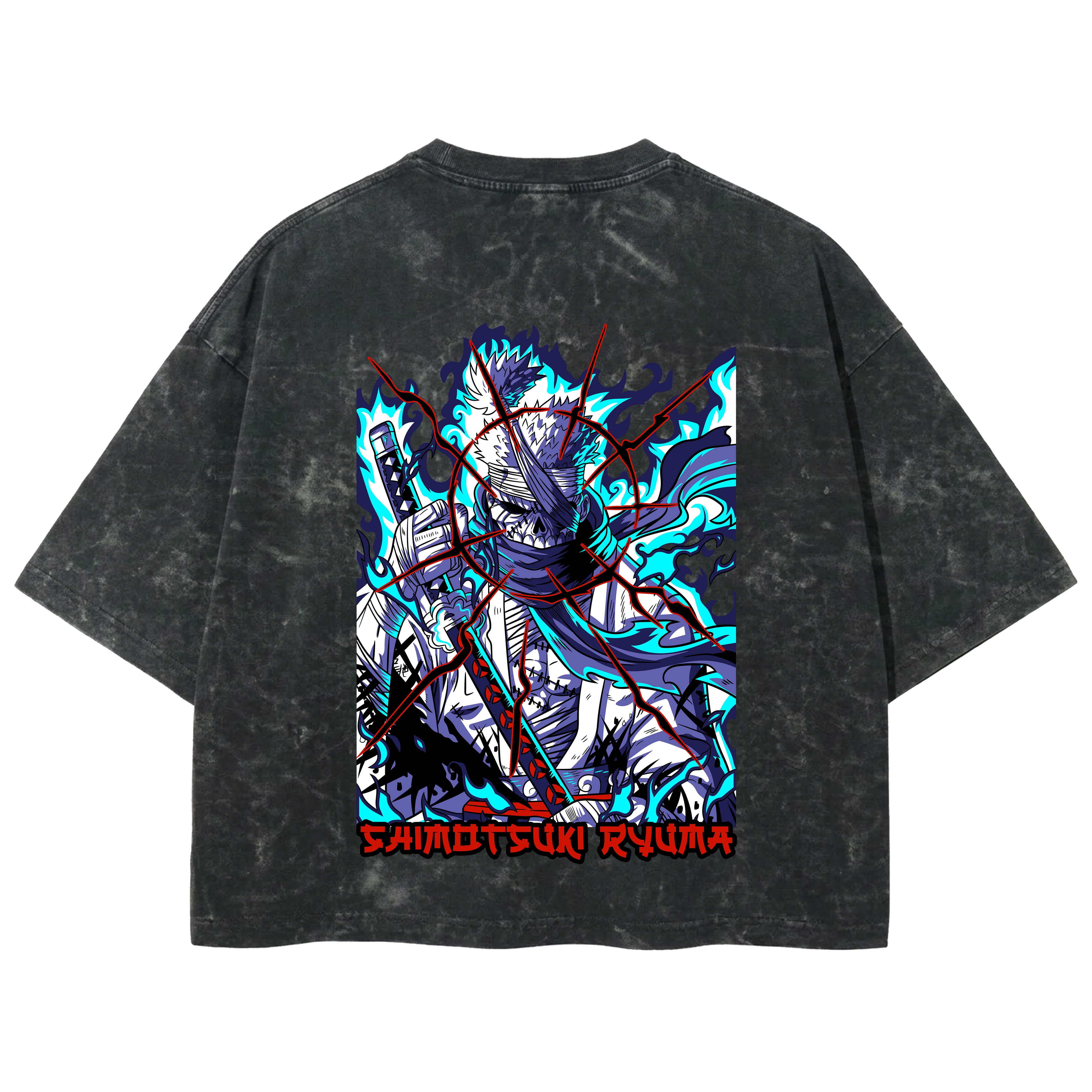 Playera streetwear premium de anime y gaming ExtraLife MX, corte boxy deluxe mineral wash heavyweight en color Acid Wash, moda urbana mexicana de culto.
