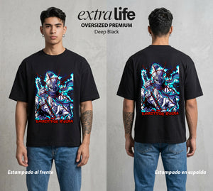 Mar de los Piratas | El Zoro del Pasado #03321 - Playera Oversized Premium | Deep Black - Foto en modelo