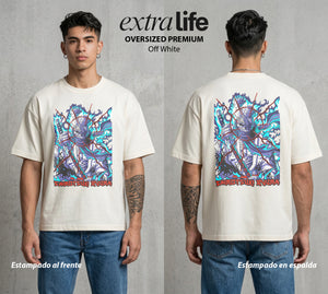 Mar de los Piratas | El Zoro del Pasado #03321 - Playera Oversized Premium | Off White - Foto en modelo