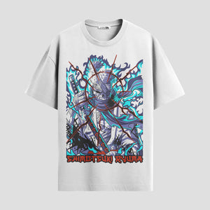 Playera urbana de anime y gaming ExtraLife MX, corte Standard Fit unisex ligero y transpirable en color Deep Black y Pure White, ropa de uso diario para gym y casual.