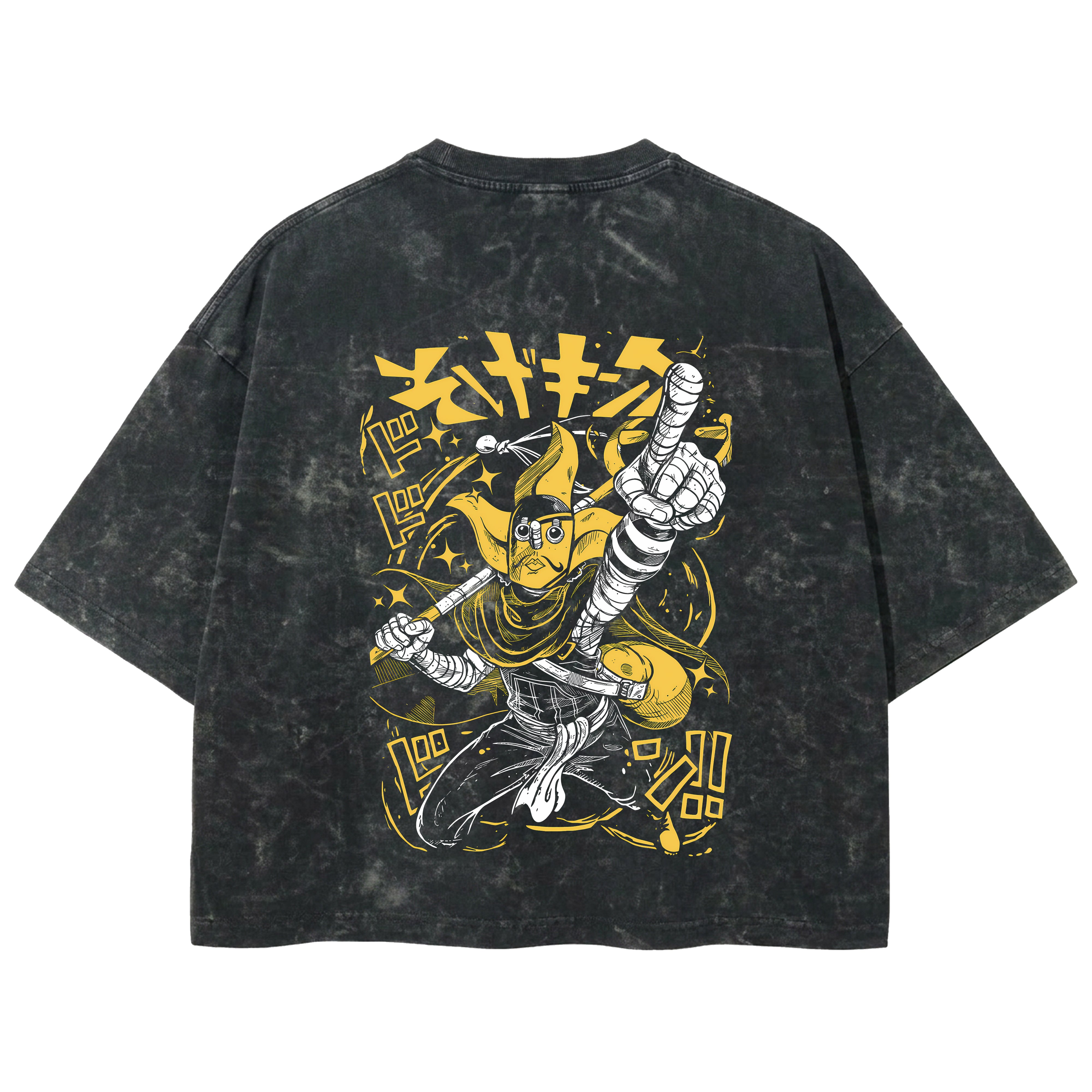 Playera streetwear premium de anime y gaming ExtraLife MX, corte boxy deluxe mineral wash heavyweight en color Acid Wash, moda urbana mexicana de culto.