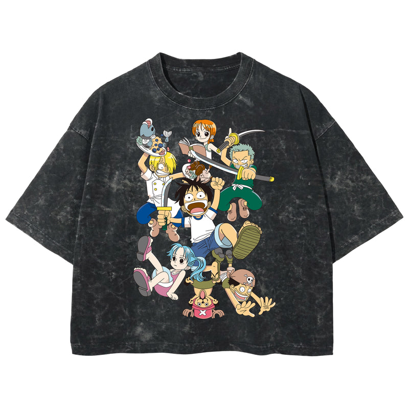 Playera streetwear premium de anime y gaming ExtraLife MX, corte boxy deluxe mineral wash heavyweight en color Acid Wash, moda urbana mexicana de culto.