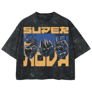 Playera streetwear premium de anime y gaming ExtraLife MX, corte boxy deluxe mineral wash heavyweight en color Acid Wash, moda urbana mexicana de culto.