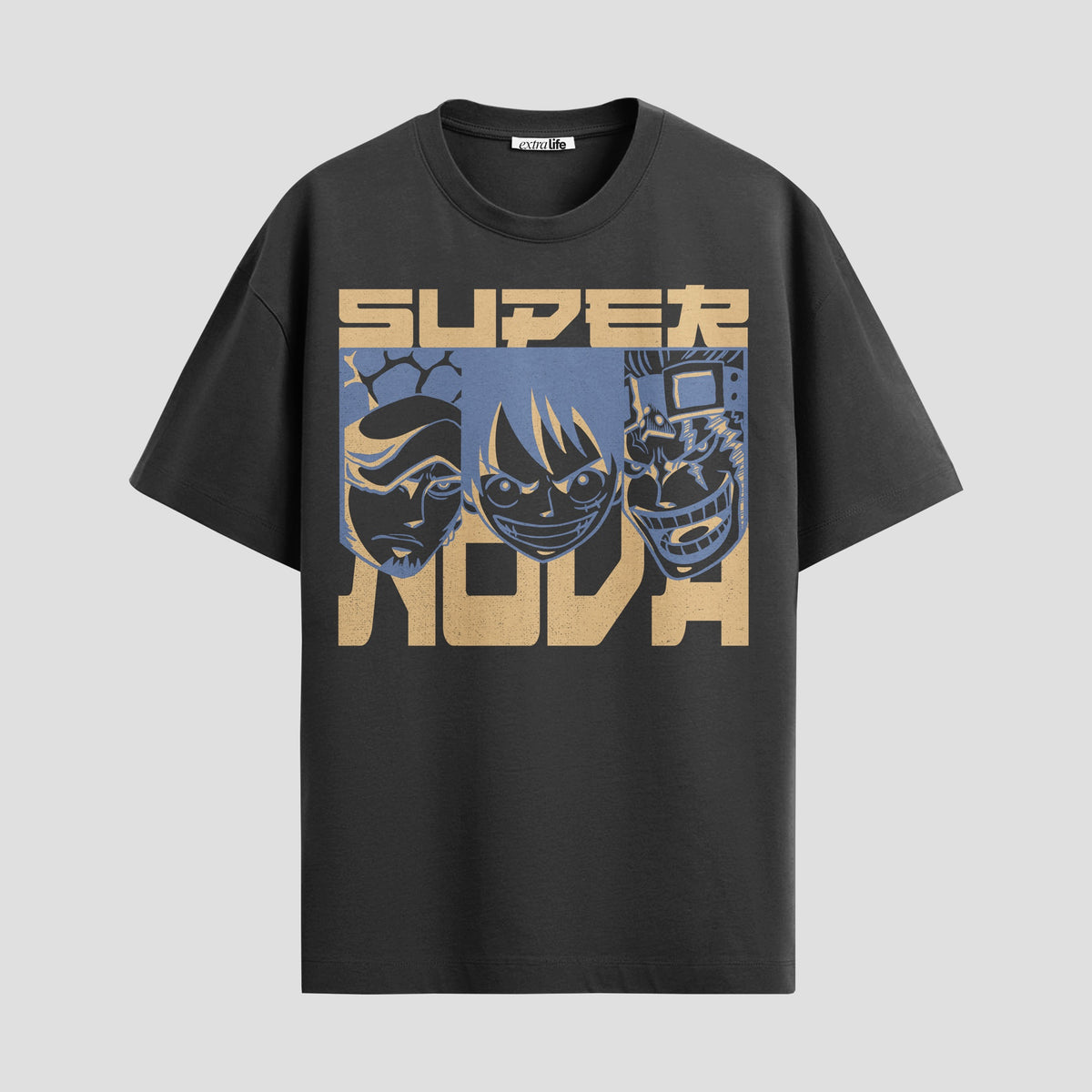 Playera urbana de anime y gaming ExtraLife MX, corte Classic Premium unisex ligero y transpirable en color Deep Black y Pure White, ropa de uso diario para gym y casual.