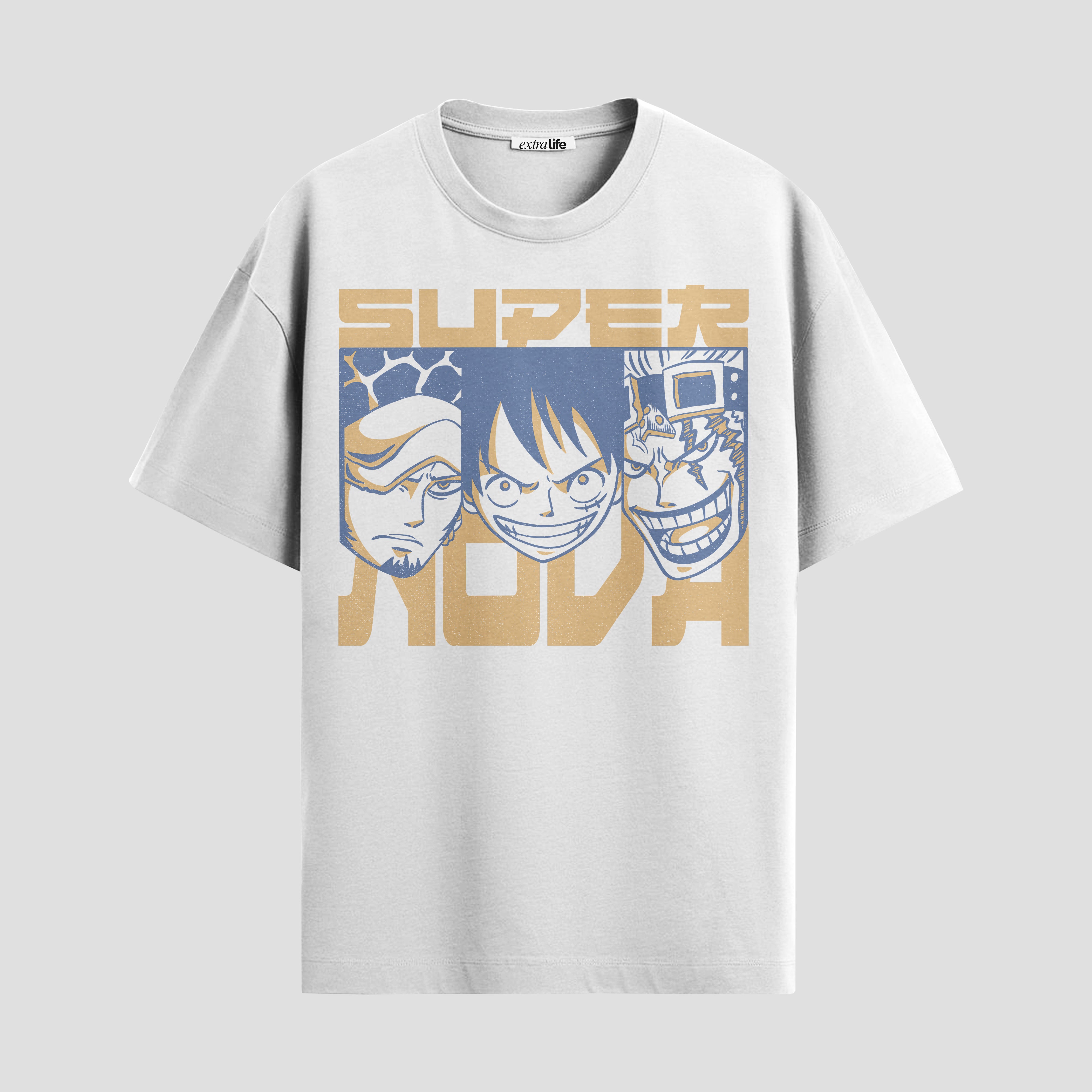 Playera urbana de anime y gaming ExtraLife MX, corte Standard Fit unisex ligero y transpirable en color Deep Black y Pure White, ropa de uso diario para gym y casual.