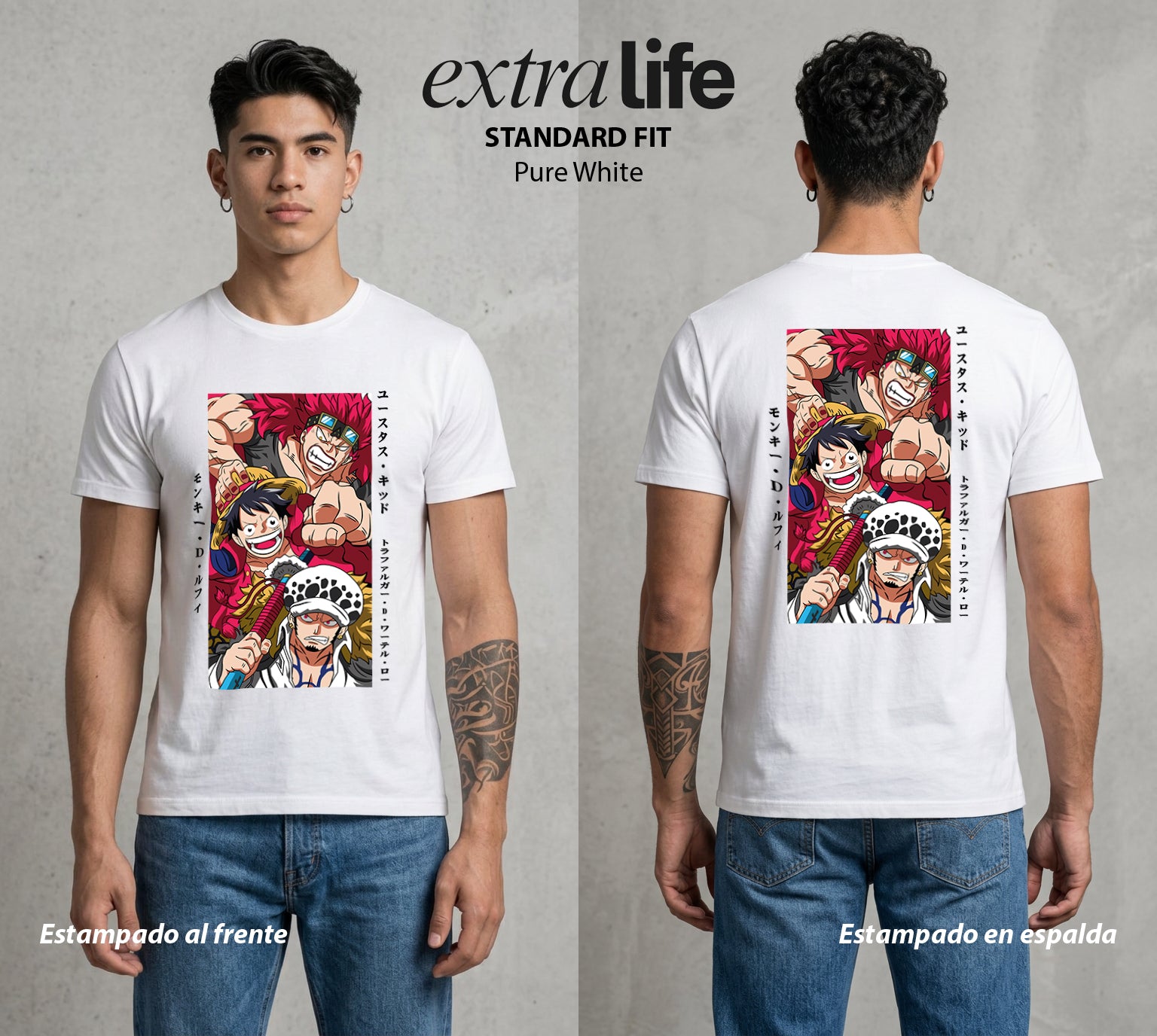 Mar de los Piratas | Las Estrellas del Bien #03332 - Playera Standard Fit | Pure White - Foto en modelo