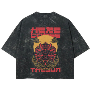 Playera streetwear premium de anime y gaming ExtraLife MX, corte boxy deluxe mineral wash heavyweight en color Acid Wash, moda urbana mexicana de culto.