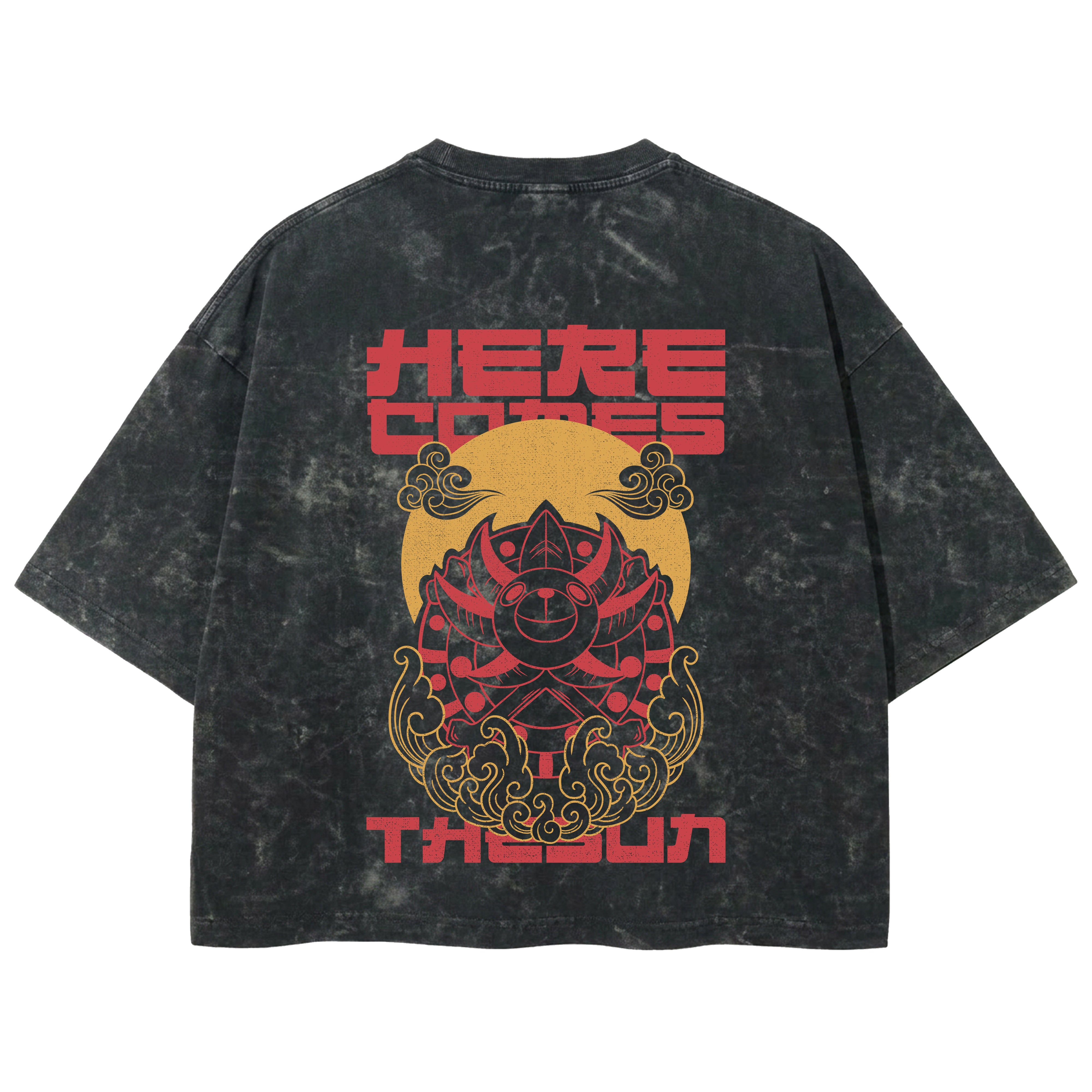 Playera streetwear premium de anime y gaming ExtraLife MX, corte boxy deluxe mineral wash heavyweight en color Acid Wash, moda urbana mexicana de culto.