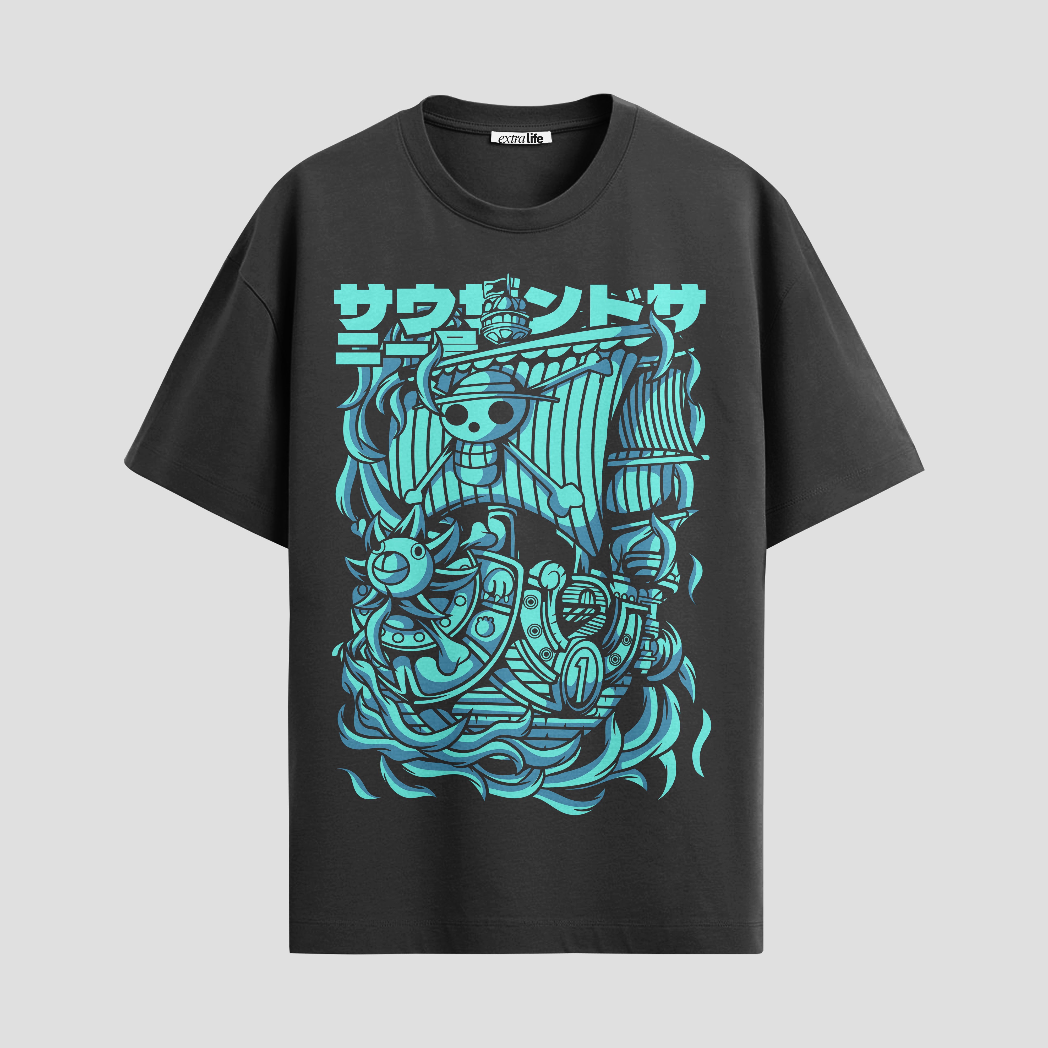 Playera urbana de anime y gaming ExtraLife MX, corte Standard Fit unisex ligero y transpirable en color Deep Black y Pure White, ropa de uso diario para gym y casual.