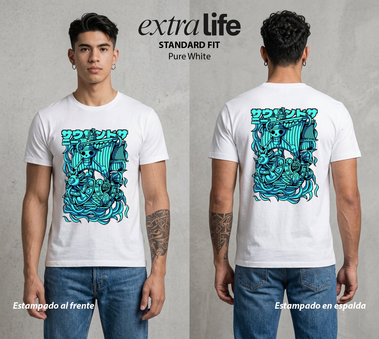 Mar de los Piratas | El Navio Solar #03334 - Playera Standard Fit | Pure White - Foto en modelo