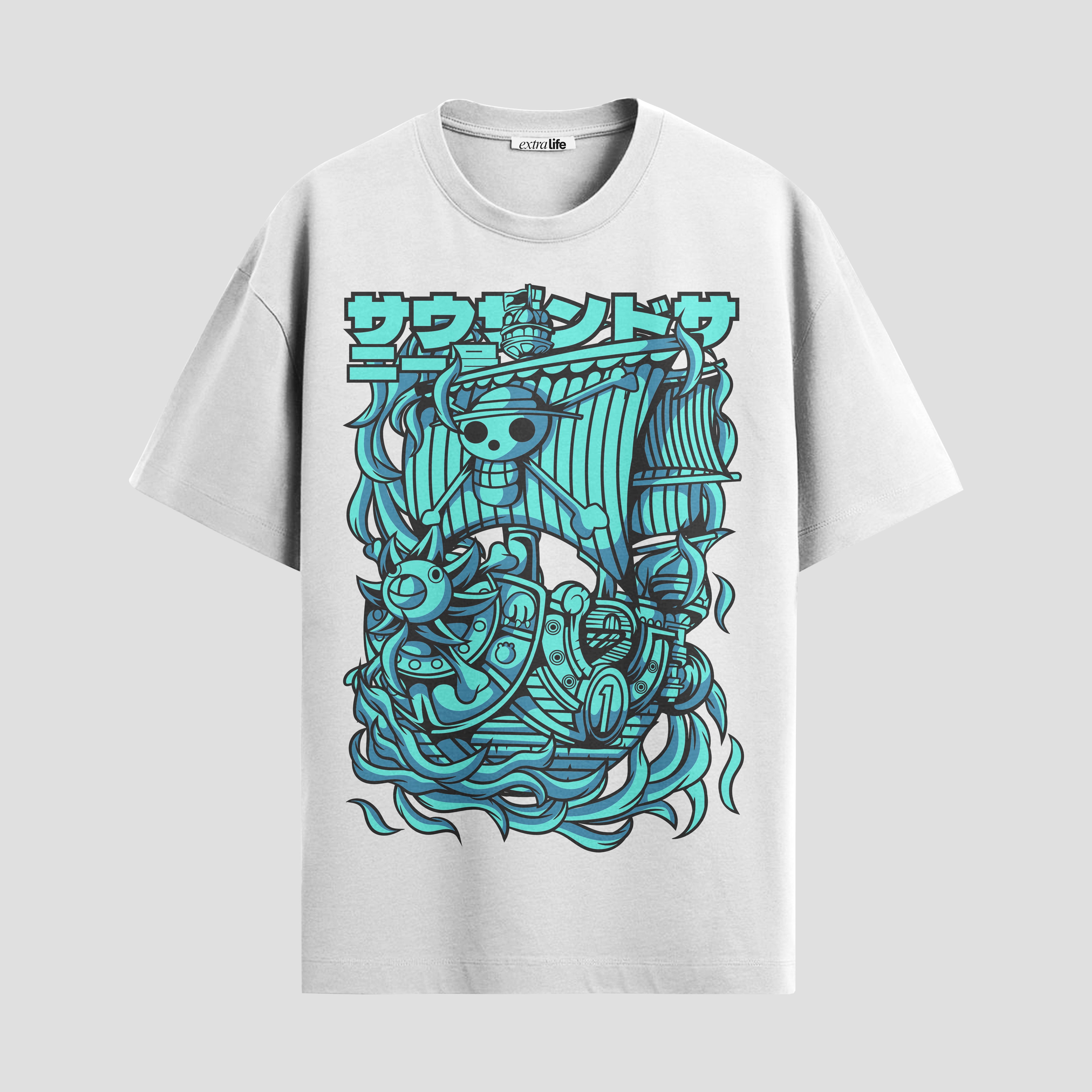 Playera urbana de anime y gaming ExtraLife MX, corte Standard Fit unisex ligero y transpirable en color Deep Black y Pure White, ropa de uso diario para gym y casual.