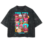Playera streetwear premium de anime y gaming ExtraLife MX, corte boxy deluxe mineral wash heavyweight en color Acid Wash, moda urbana mexicana de culto.