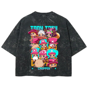Playera streetwear premium de anime y gaming ExtraLife MX, corte boxy deluxe mineral wash heavyweight en color Acid Wash, moda urbana mexicana de culto.