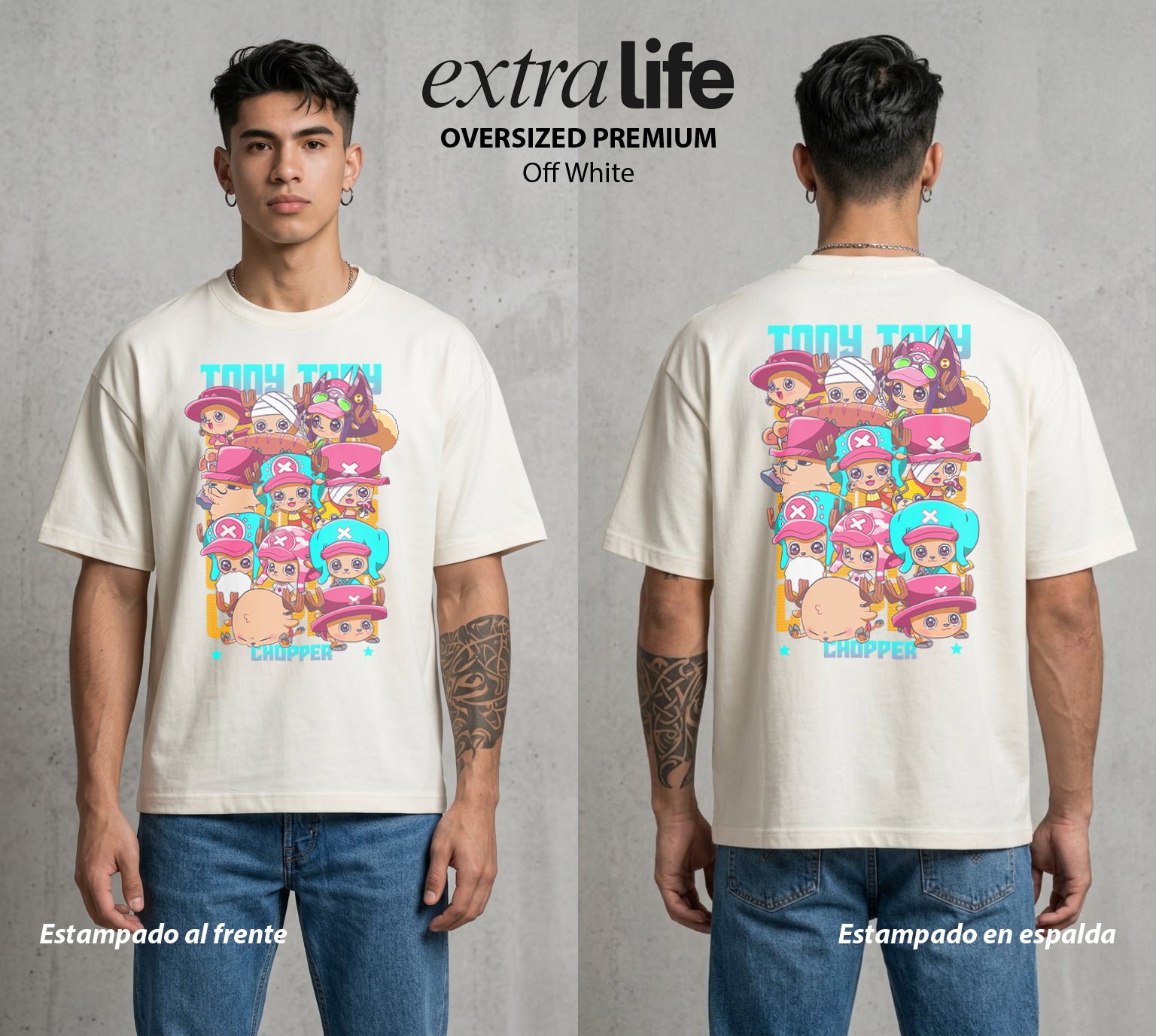 Mar de los Piratas | El Medico Reno #03336 - Playera Oversized Premium | Off White - Foto en modelo