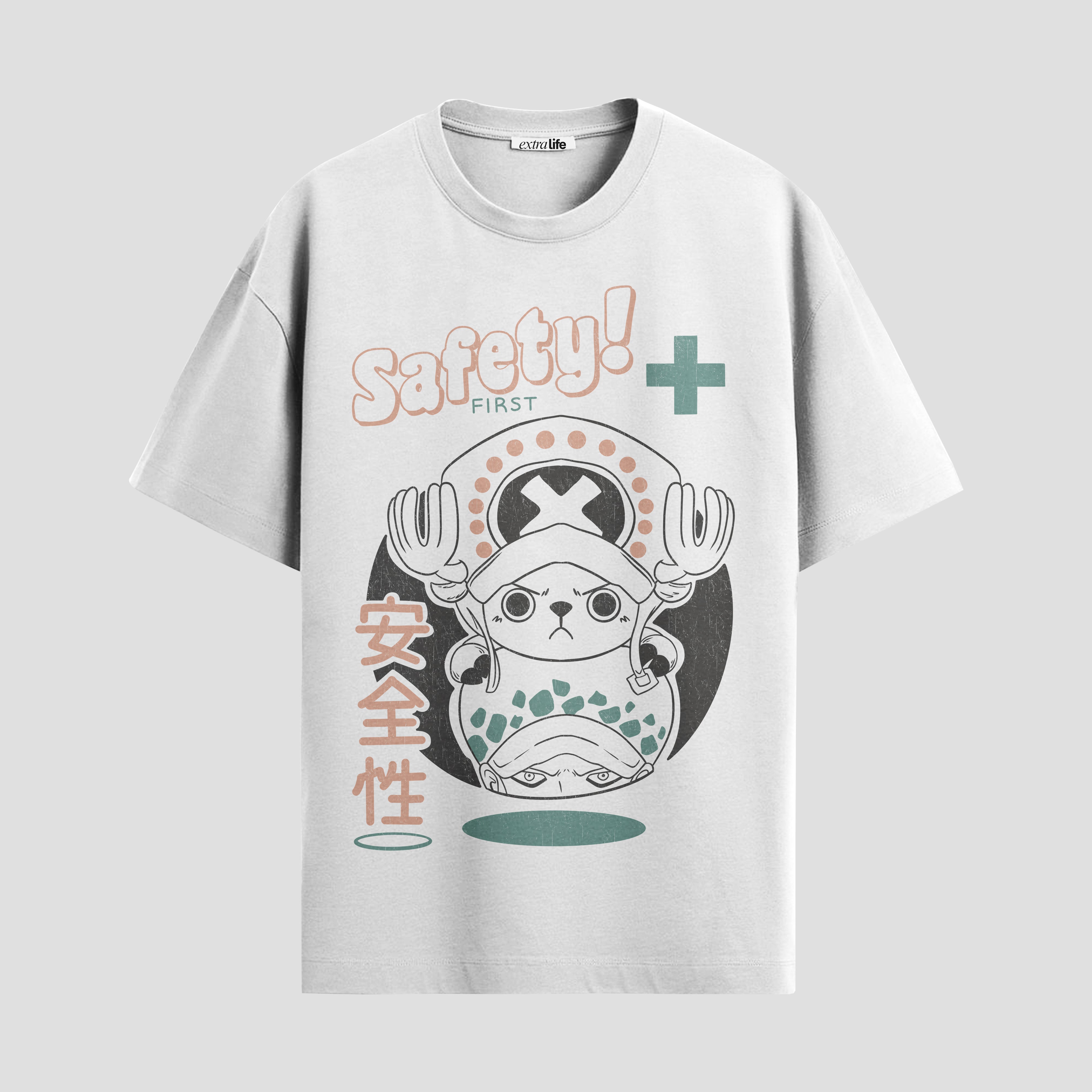 Playera urbana de anime y gaming ExtraLife MX, corte Standard Fit unisex ligero y transpirable en color Deep Black y Pure White, ropa de uso diario para gym y casual.