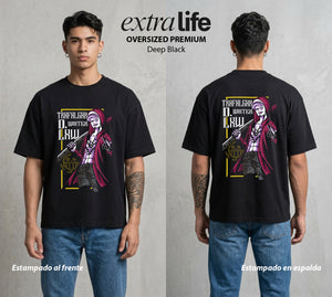 Mar de los Piratas | El Corazon del Bien #03340 - Playera Oversized Premium | Deep Black - Foto en modelo
