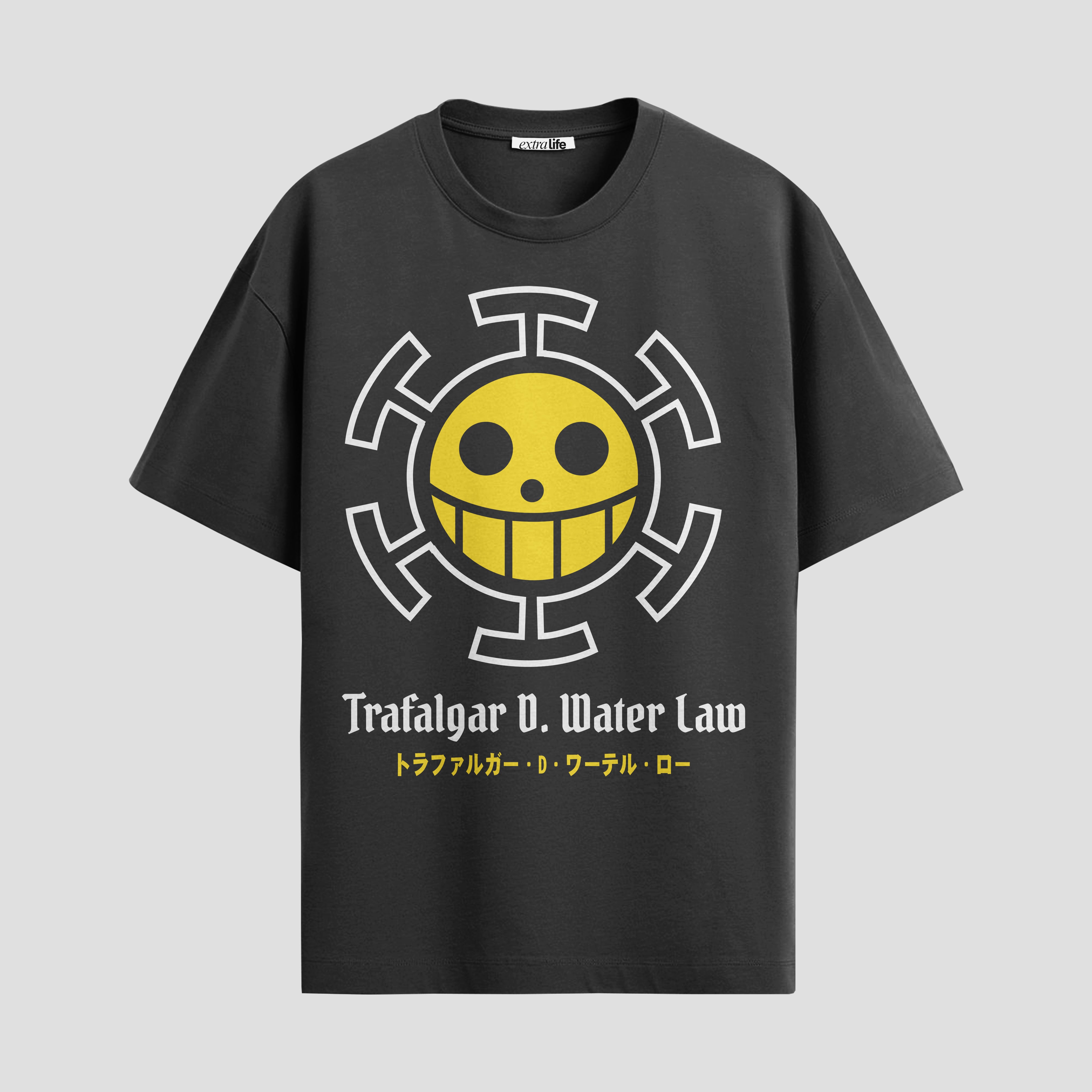 Playera urbana de anime y gaming ExtraLife MX, corte Standard Fit unisex ligero y transpirable en color Deep Black y Pure White, ropa de uso diario para gym y casual.