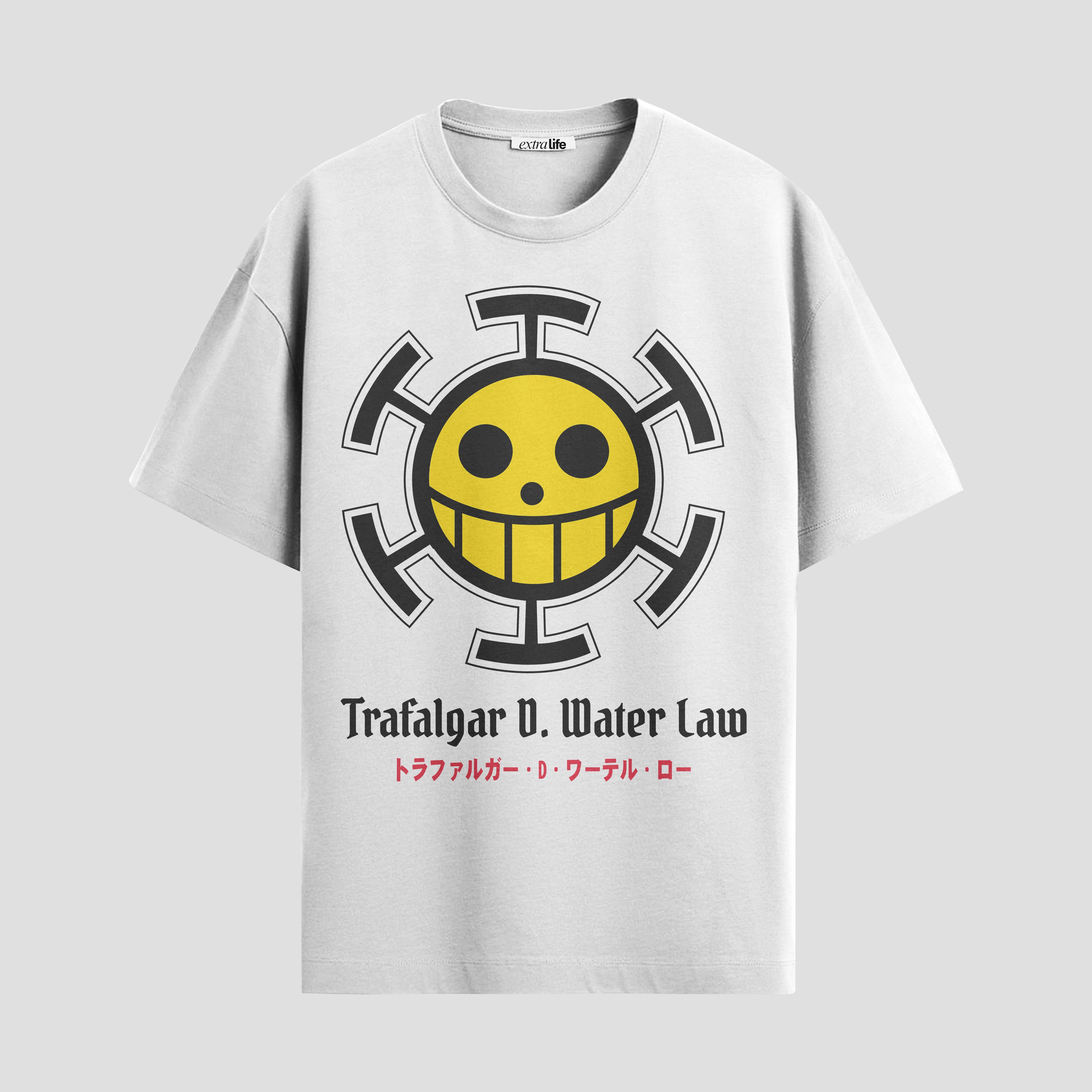 Playera urbana de anime y gaming ExtraLife MX, corte Standard Fit unisex ligero y transpirable en color Deep Black y Pure White, ropa de uso diario para gym y casual.