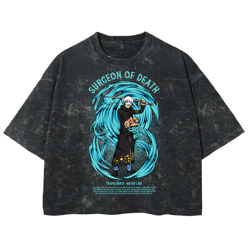 Playera streetwear premium de anime y gaming ExtraLife MX, corte boxy deluxe mineral wash heavyweight en color Acid Wash, moda urbana mexicana de culto.