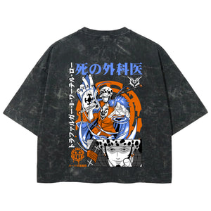 Playera streetwear premium de anime y gaming ExtraLife MX, corte boxy deluxe mineral wash heavyweight en color Acid Wash, moda urbana mexicana de culto.
