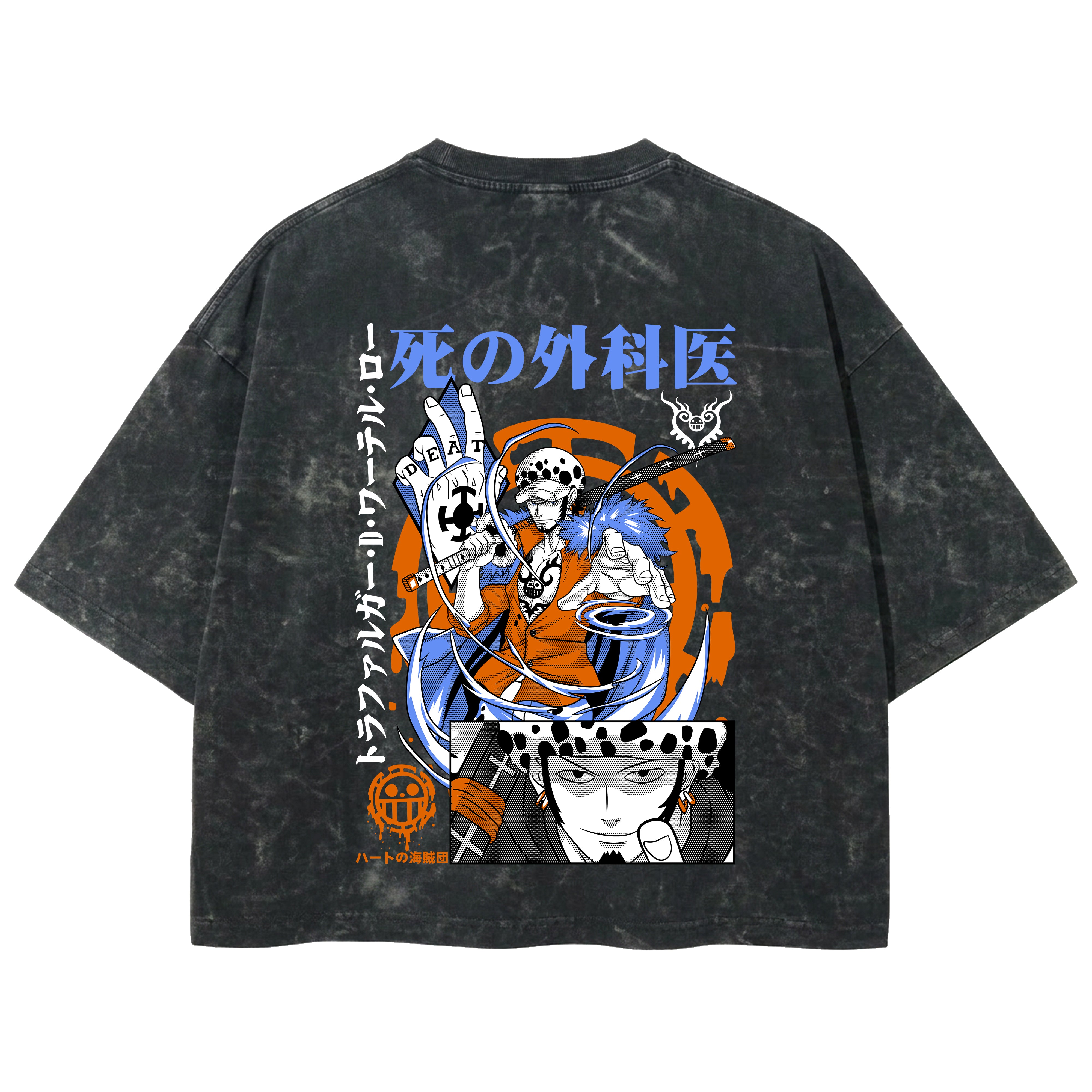 Playera streetwear premium de anime y gaming ExtraLife MX, corte boxy deluxe mineral wash heavyweight en color Acid Wash, moda urbana mexicana de culto.