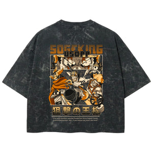 Playera streetwear premium de anime y gaming ExtraLife MX, corte boxy deluxe mineral wash heavyweight en color Acid Wash, moda urbana mexicana de culto.
