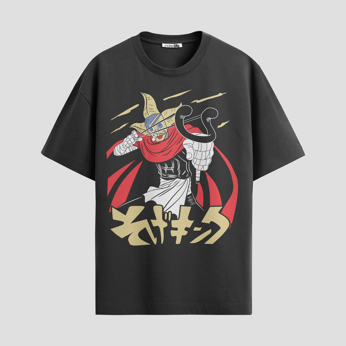 Playera urbana de anime y gaming ExtraLife MX, corte Classic Premium unisex ligero y transpirable en color Deep Black y Pure White, ropa de uso diario para gym y casual.
