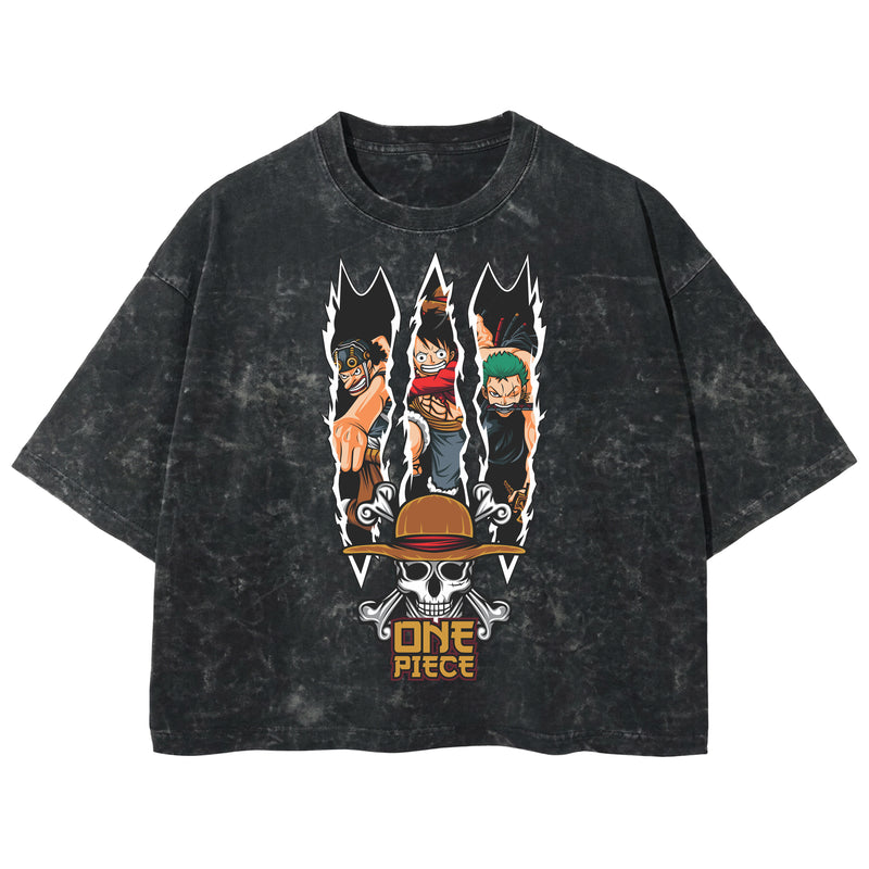 Playera streetwear premium de anime y gaming ExtraLife MX, corte boxy deluxe mineral wash heavyweight en color Acid Wash, moda urbana mexicana de culto.