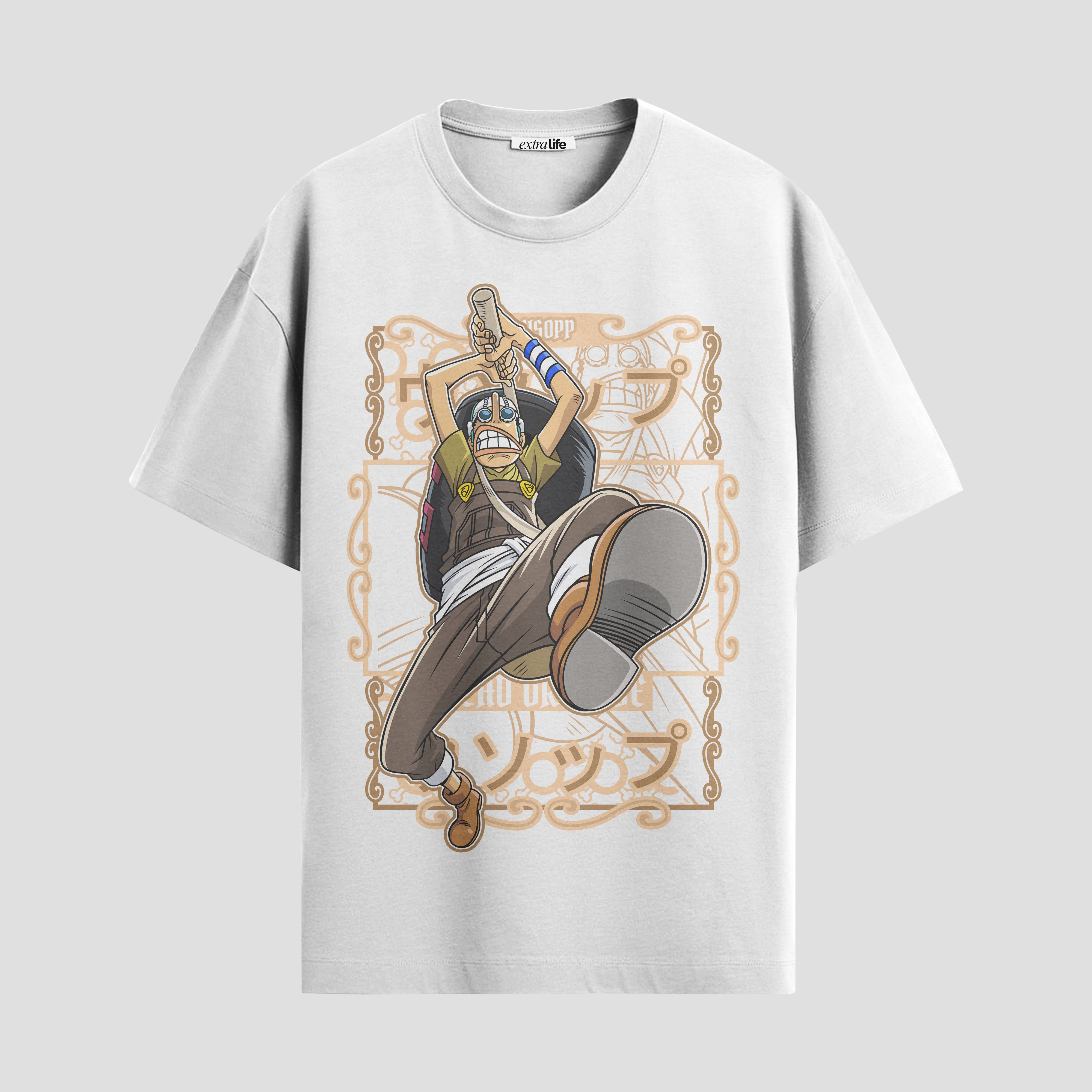 Playera urbana de anime y gaming ExtraLife MX, corte Standard Fit unisex ligero y transpirable en color Deep Black y Pure White, ropa de uso diario para gym y casual.