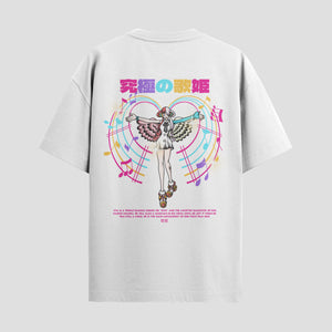 Playera urbana de anime y gaming ExtraLife MX, corte Standard Fit unisex ligero y transpirable en color Deep Black y Pure White, ropa de uso diario para gym y casual.